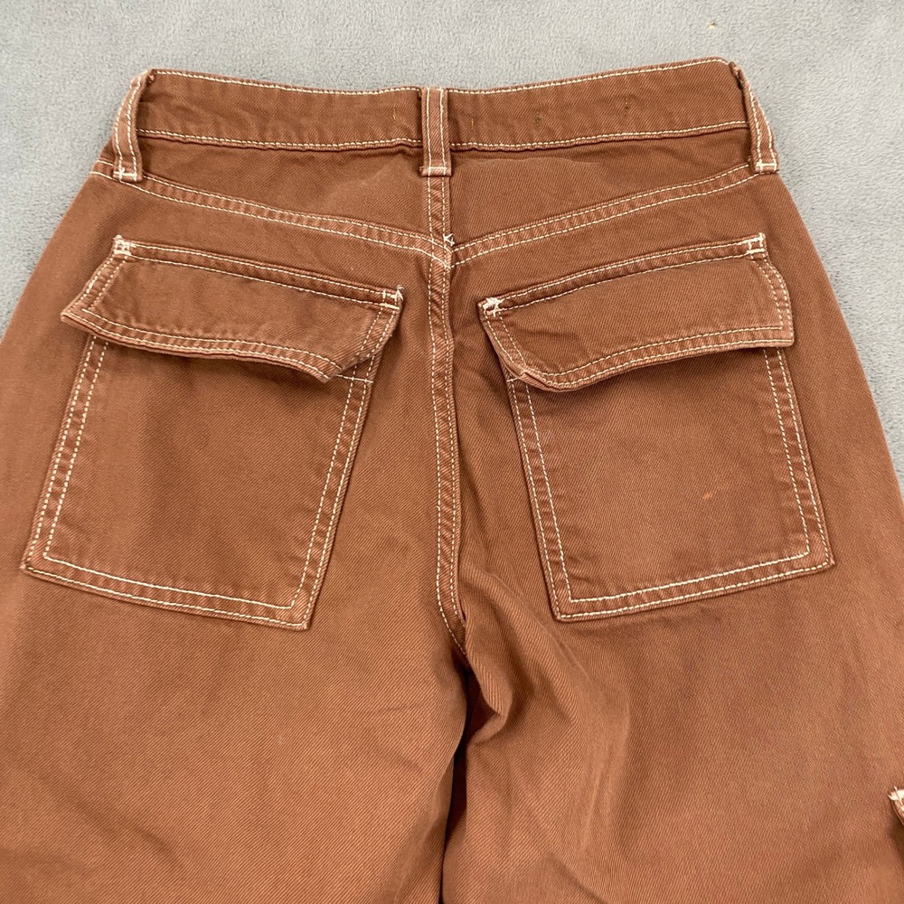 Wild Fable Brown Mid-Rise Baggy Cargo Pants Contrast Stitch Size 00/R - Picture 7 of 13